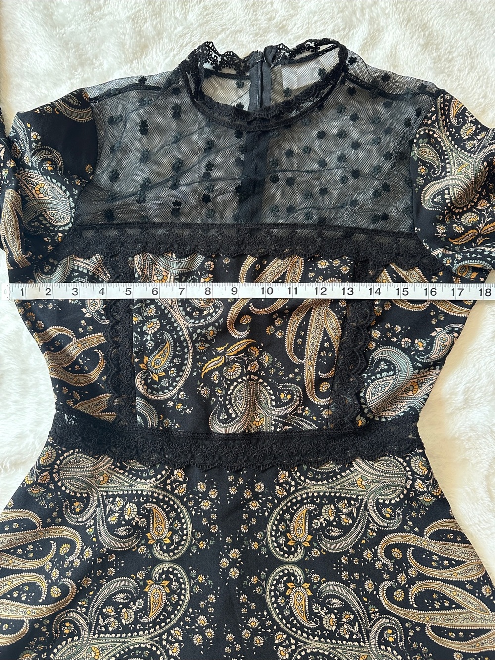CUPCAKES AND CASHMERE Black Paisley Lace Long Sleeve Mini Dress SzS Feminine EUC - Picture 15 of 17
